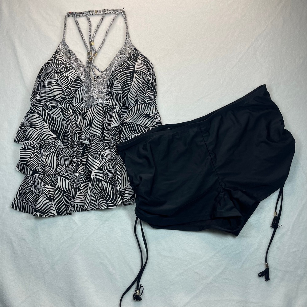 Catalina Women 2X Tankini Swimsuit Ruffle 18-20 Luxury Glamour Flattering Resort